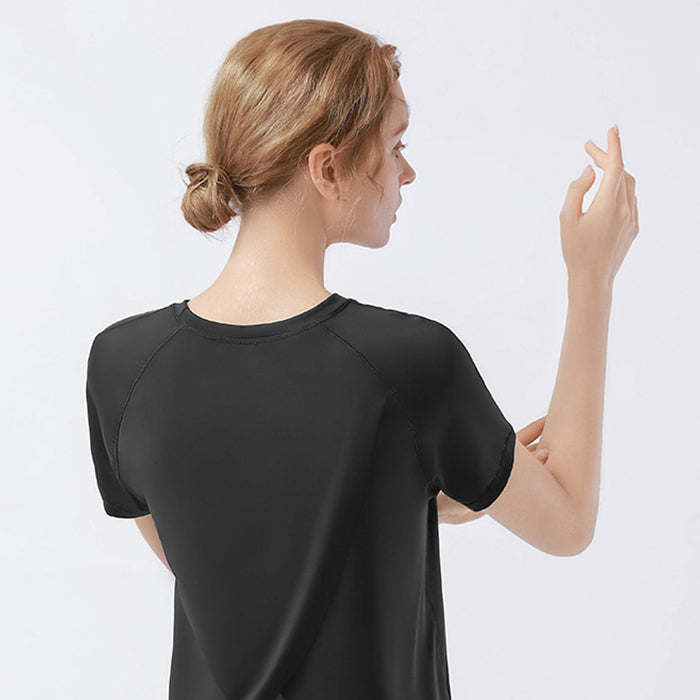 ヨガトップス 半袖 トップス ヨガウェア 速乾性 通気性 ランニング トレーニング フィットネス ピラティス ジム スポーツTシャツ 丈短め ゆったり 体型カバー