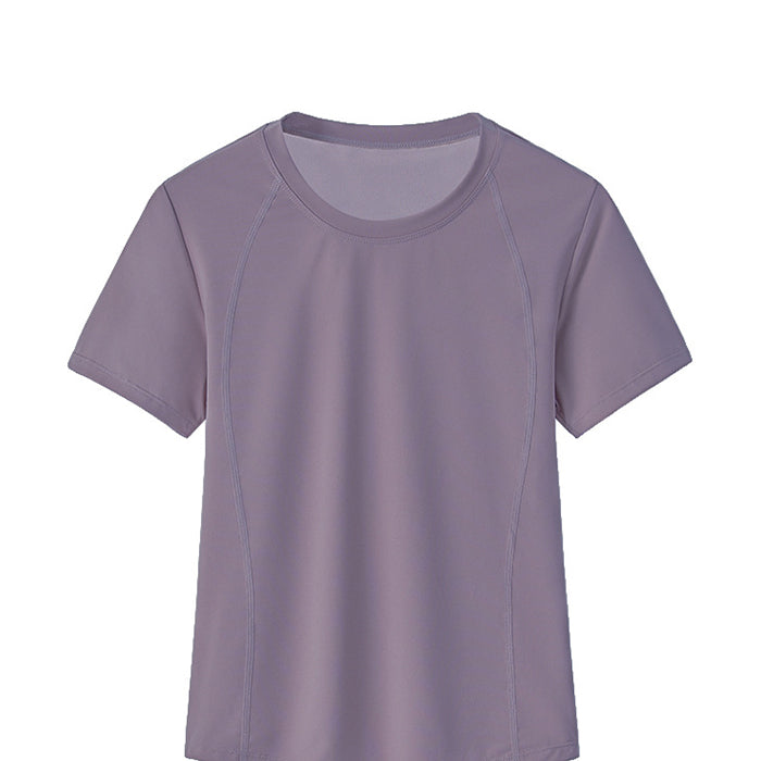 レディース スポーツシャツ フィットネスTシャツ 5カラースポーツウェア トップス 半袖 Tシャツ メッシュ 速乾性 カジュアル 結べる ヨガ服