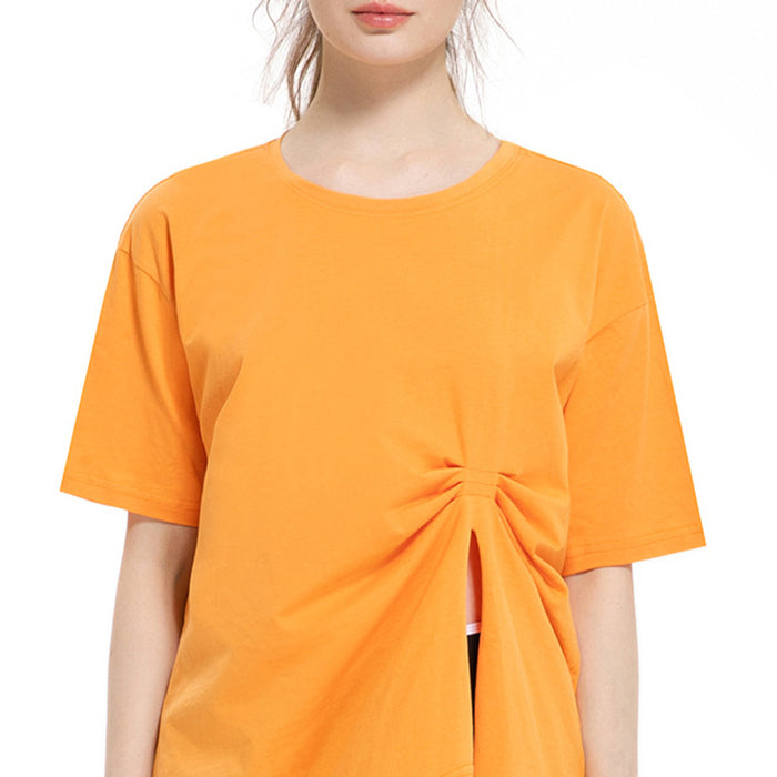 レディース スポーツウェア ヨガウェア シンプル 無地 6カラースポーツTシャツ 半袖 トップス コットン速乾性