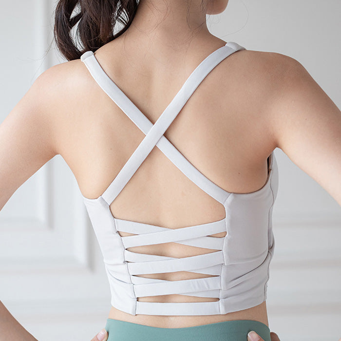 ヨガトップ ショート スポーツブラ 高弾性 フィットネス ベスト レディース スリム フィット バック 夏