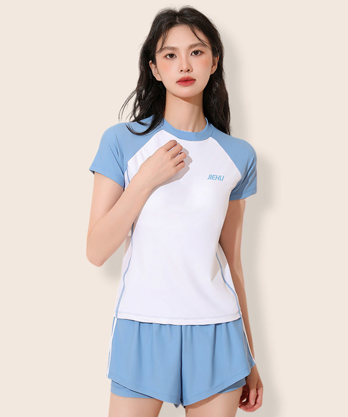 水着レディース フィットネス 50代 40代 30代 20代 10代 スポーツ 日焼け 対策 セパレート 2 点 セット 体型カバー