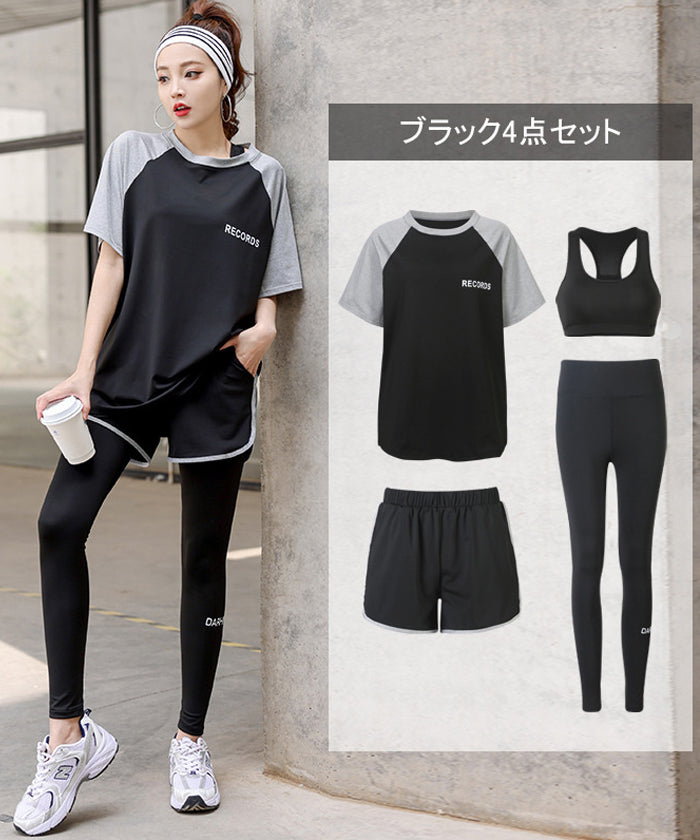 スポーツウェアセット 4点セット 半袖 Tシャツ 韓国 ハイ