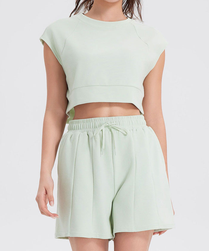 ヨガウェア ツーピース スポーツスーツ 半袖 ショートパンツ ブラウス ランニング カジュアル ショートパンツ おしゃれ レディース スタイル