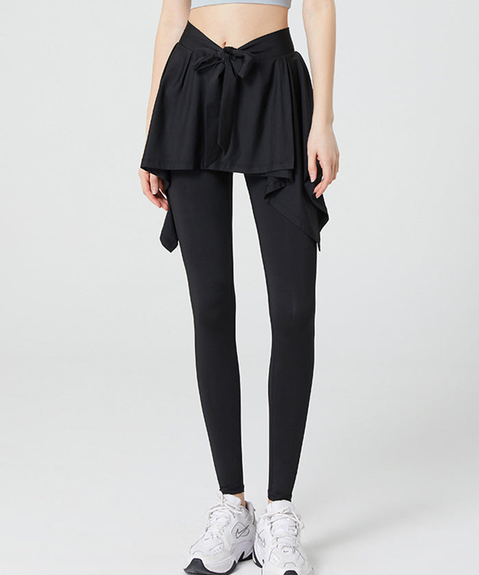 ヨガレギンス フェイクスカート ラージサイズ フィットネス 速乾性 ポケット付き ハイウエスト ヒップカバー ランニング スポーツパンツ ピラティス ジムウェア