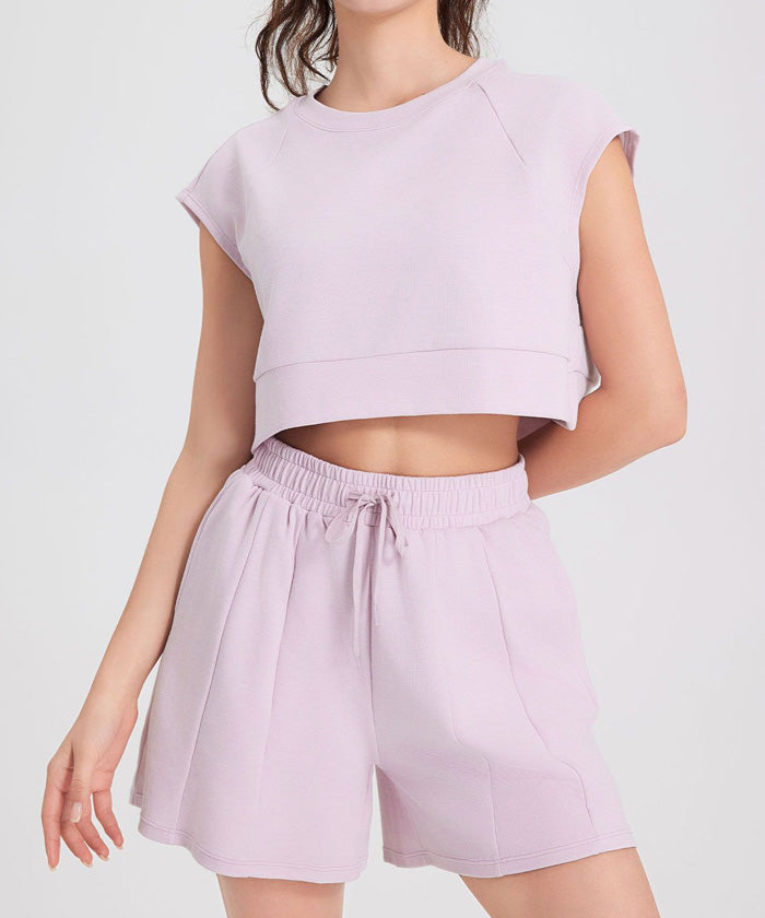 ヨガウェア ツーピース スポーツスーツ 半袖 ショートパンツ ブラウス ランニング カジュアル ショートパンツ おしゃれ レディース スタイル